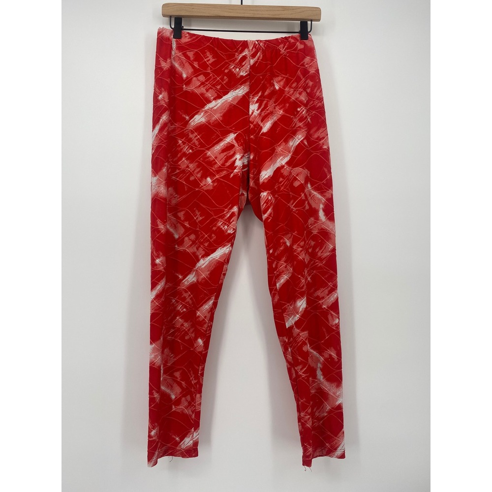 Miss York Leggings Womens Medium Red White Abstract Textured Yoga Pants